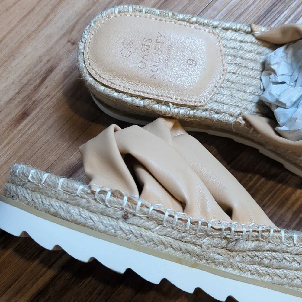 Oasis Society Women's Tan Nude The Rebel Wedge Espadrilles Sandals Size‎ 9